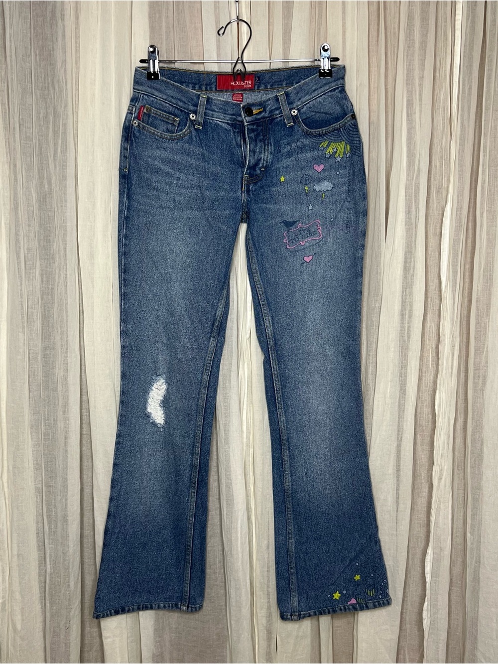 Y2K Vintage Hollister Medium Wash Bootcut Doodle Jeans